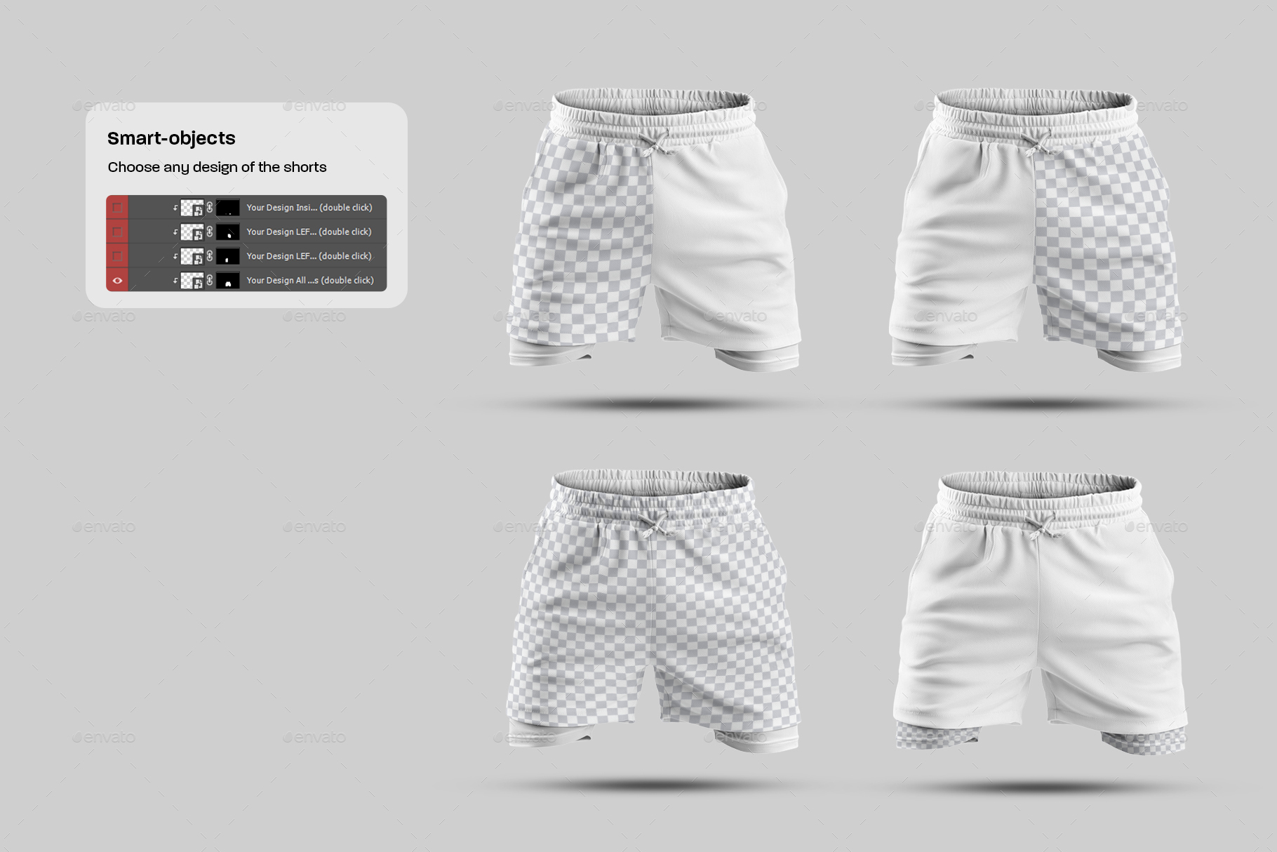 7 Mens 3d Style Mockups Shorts With Compression Liner Graphics Graphicriver 1527